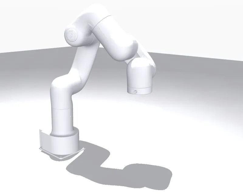Le bras uFactory Lite 6, rendu en blanc : son poignet se termine par une bride nue, sans pince.