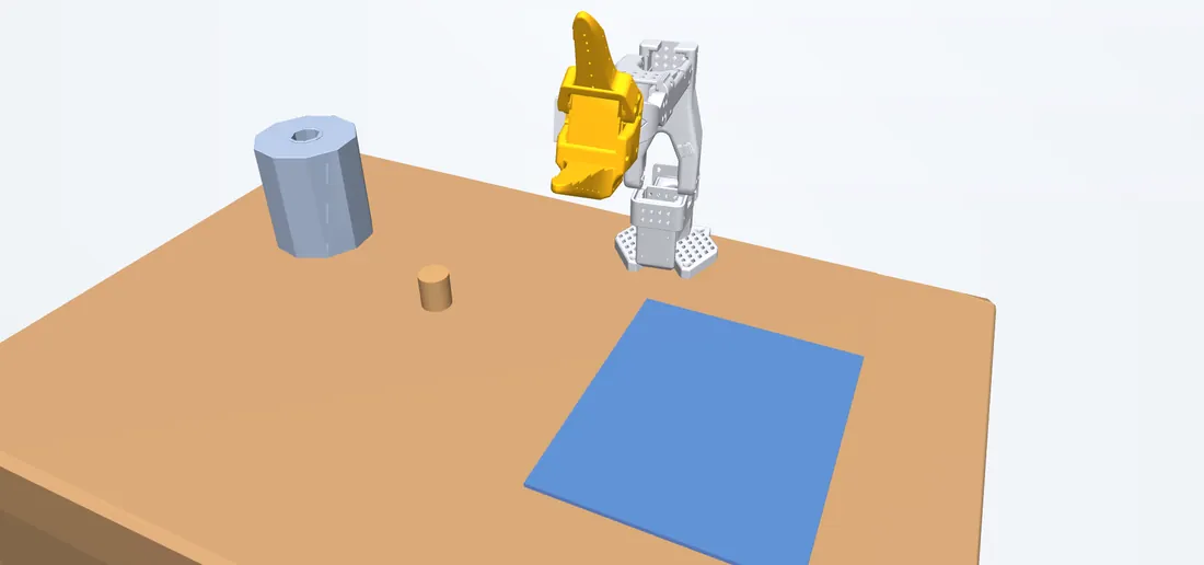 Scène 4 : la même tâche avec un objet en plus sur la table, à côté de l'objet à déplacer.